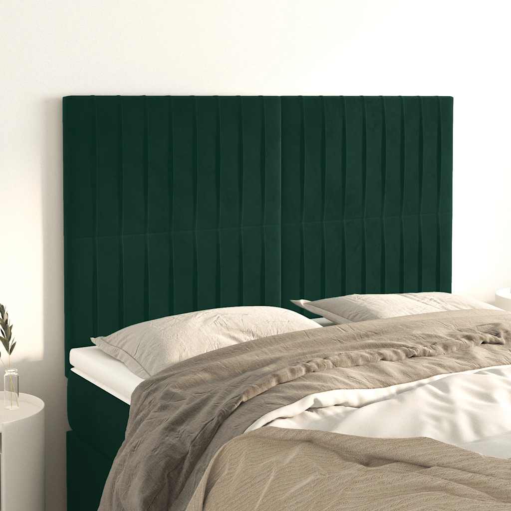 Uzglavlje tamnozeleno 144x5x118/128 cm baršunasto