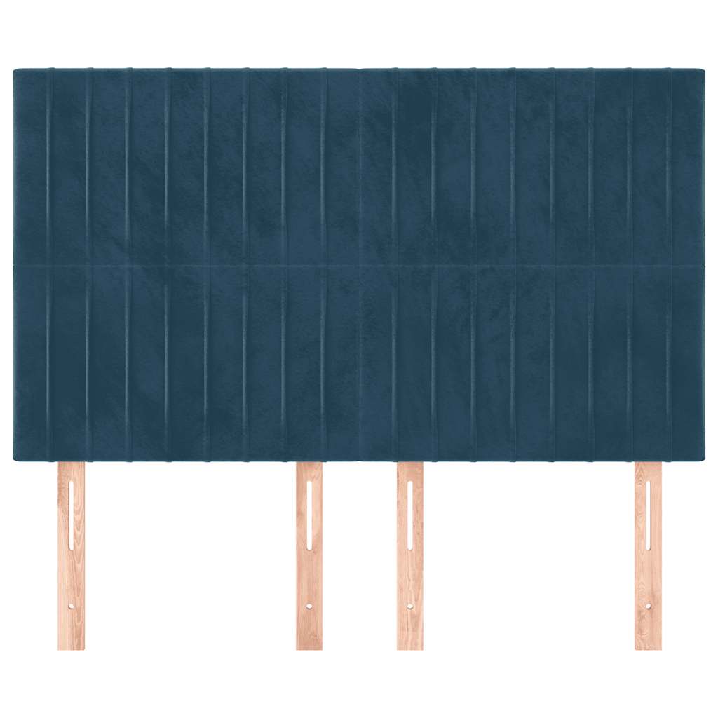 Uzglavlje tamnoplavo 144x5x118/128 cm baršunasto