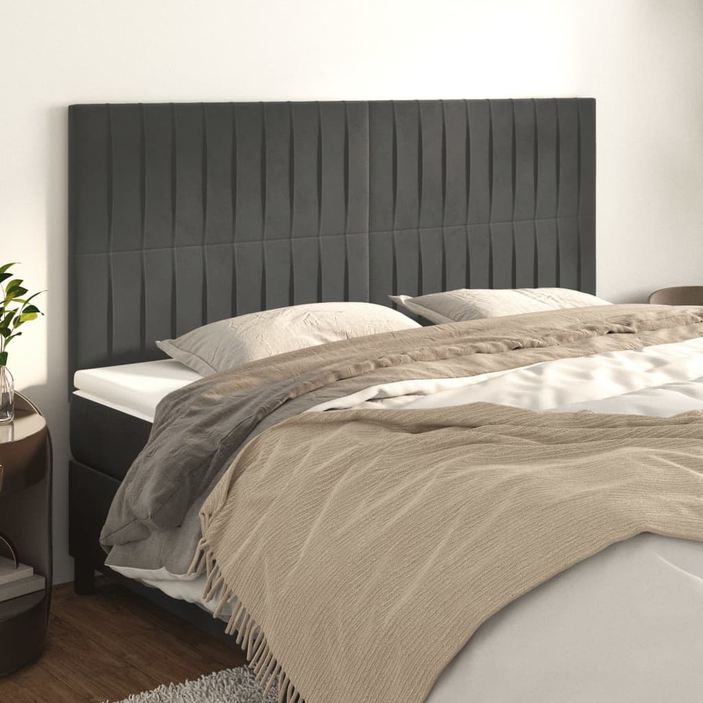 Uzglavlje tamno sivo 180x5x118/128 cm baršunasto
