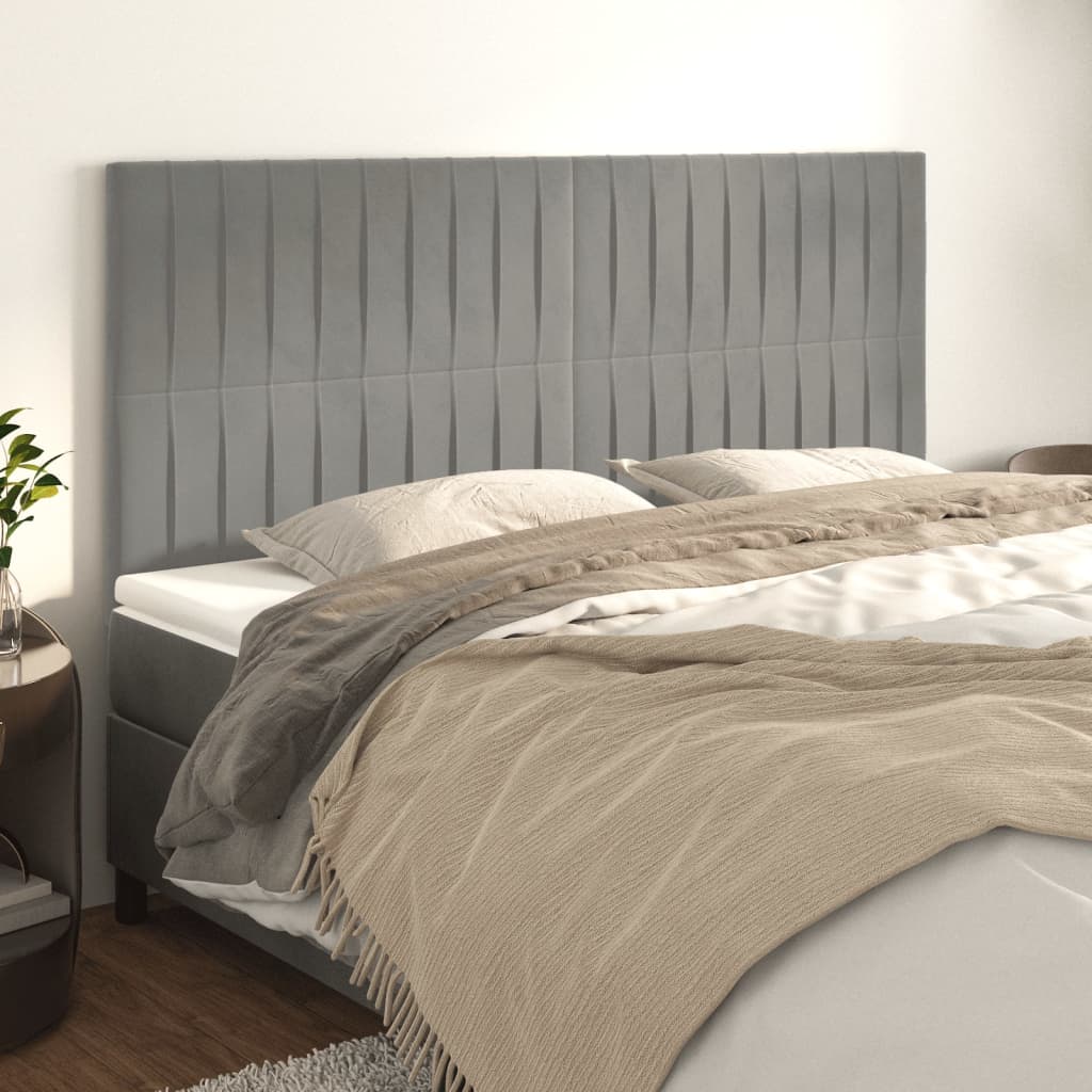 Uzglavlje svijetlosivo 200x5x118/128 cm baršunasto