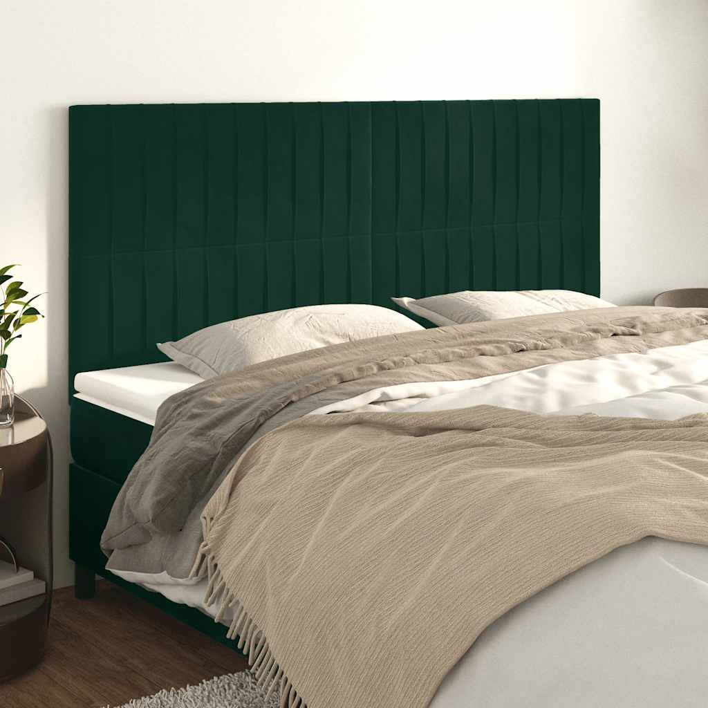 Uzglavlje tamnozeleno 200x5x118/128 cm baršunasto