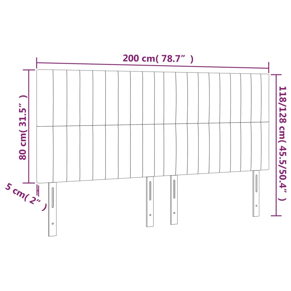 Uzglavlje roze 200x5x118/128 cm baršunasto