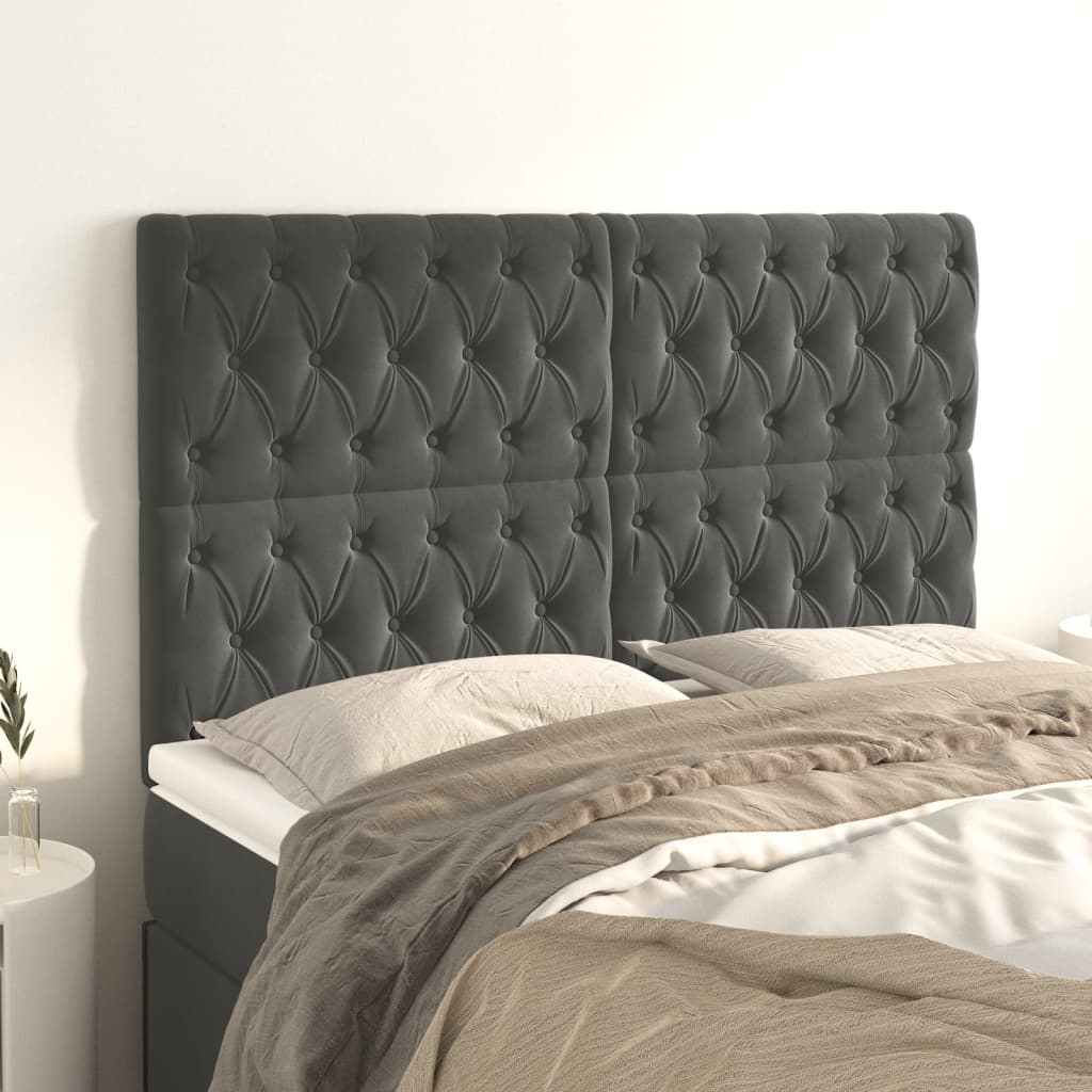 Uzglavlje tamno sivo 160x7x118/128 cm baršunasto