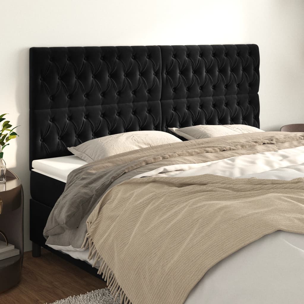 Uzglavlje crno 200x7x118/128 cm baršunasto