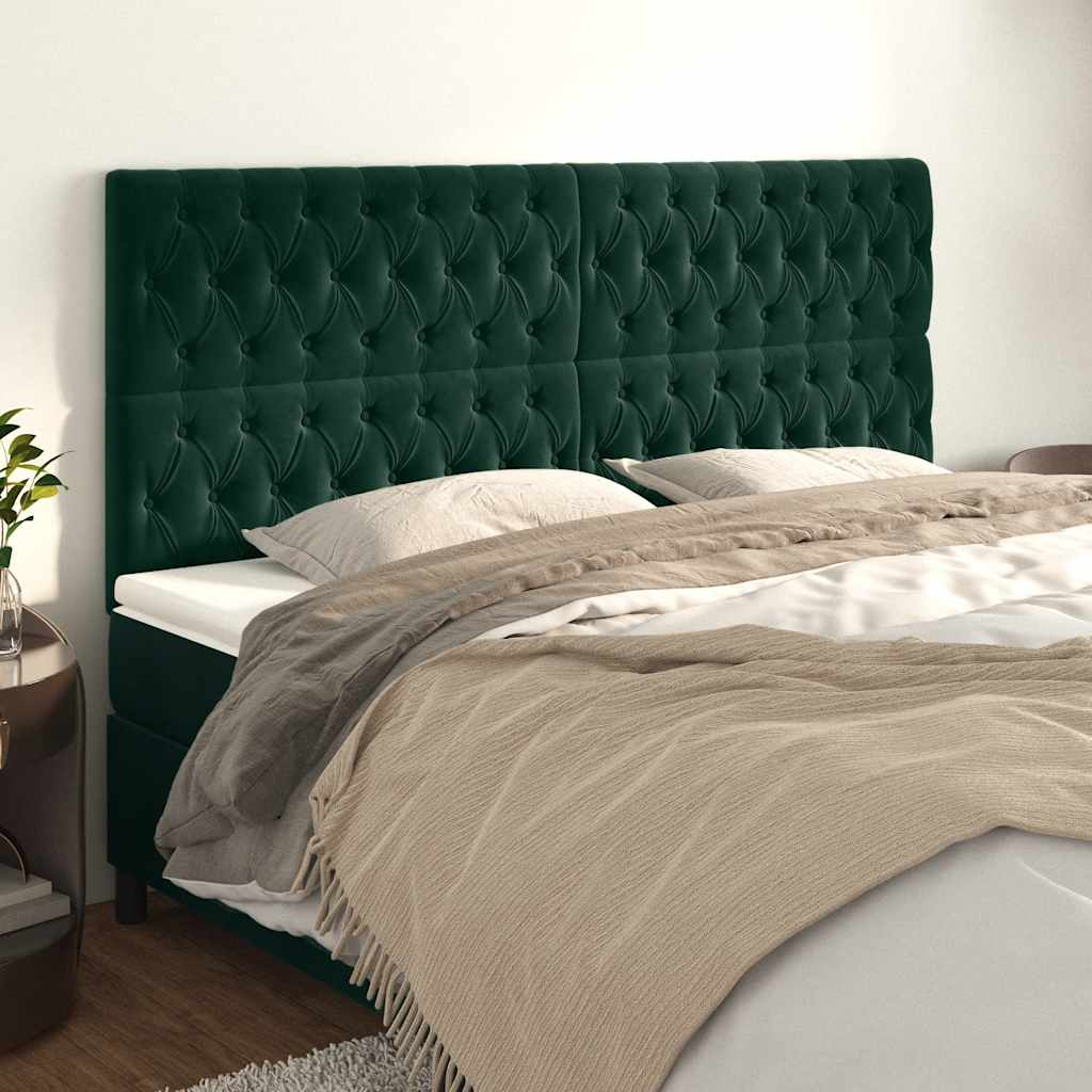 Uzglavlje tamnozeleno 200x7x118/128 cm baršunasto