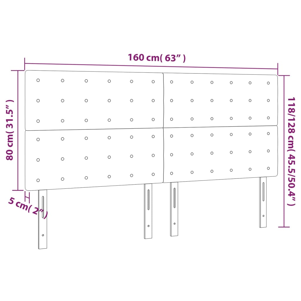 Uzglavlje Crno 160x5x118/128 cm Tkanina
