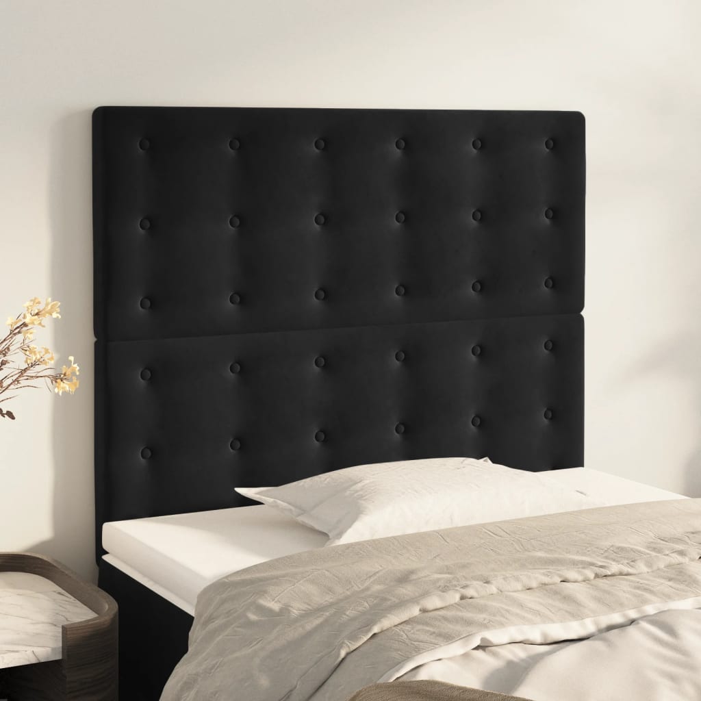 Uzglavlje Crno 80x5x118/128 cm Baršunasto