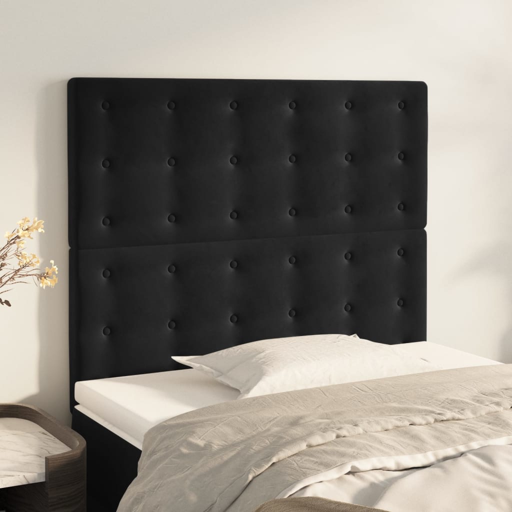 Uzglavlje Crno 90x5x118/128 cm Baršunasto