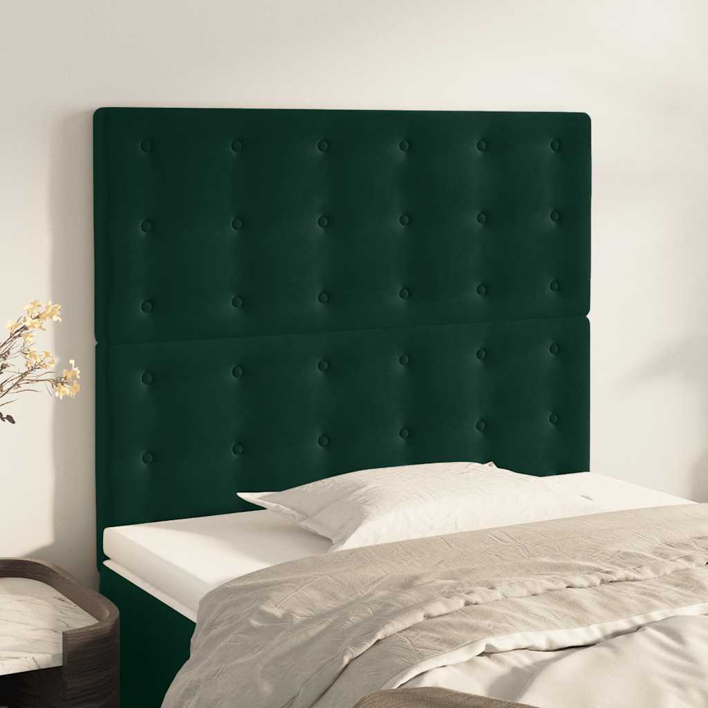 Uzglavlje tamnozeleno 100x5x118/128 cm baršunasto