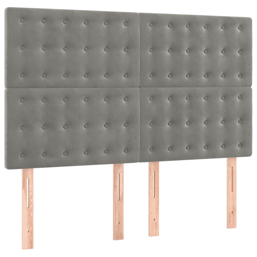 Uzglavlje svijetlosivo 144x5x118/128 cm baršunasto
