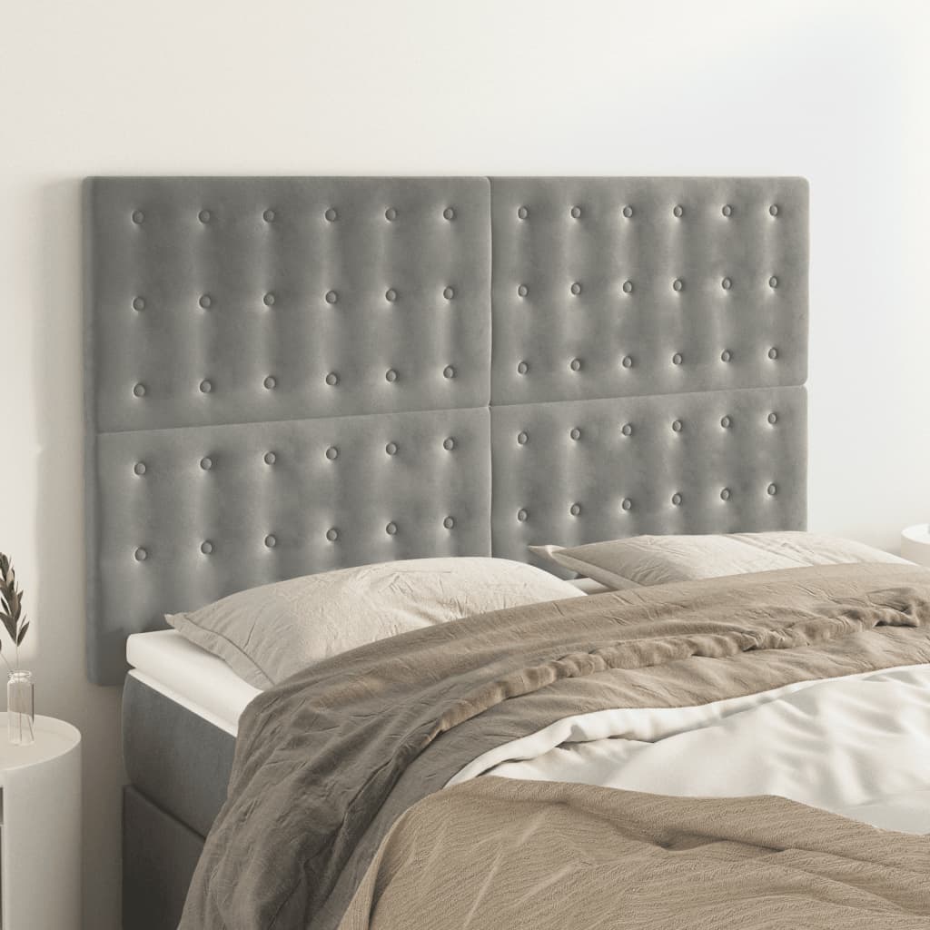 Uzglavlje svijetlosivo 144x5x118/128 cm baršunasto