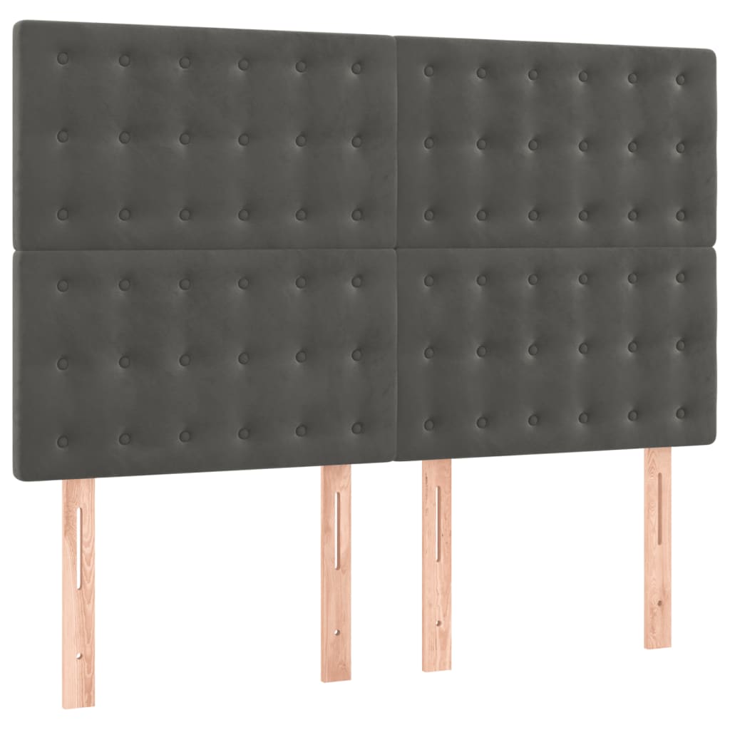 Uzglavlje tamno sivo 144x5x118/128 cm baršunasto