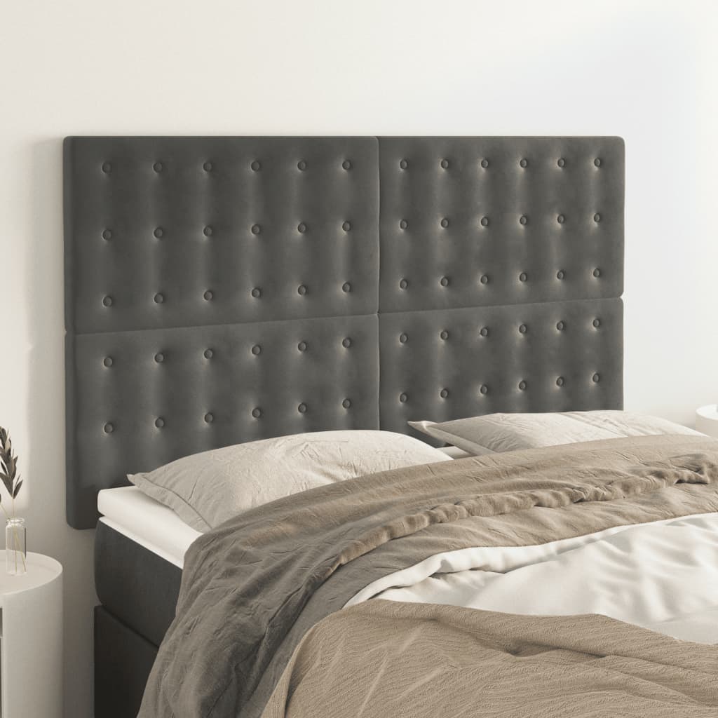 Uzglavlje tamno sivo 144x5x118/128 cm baršunasto