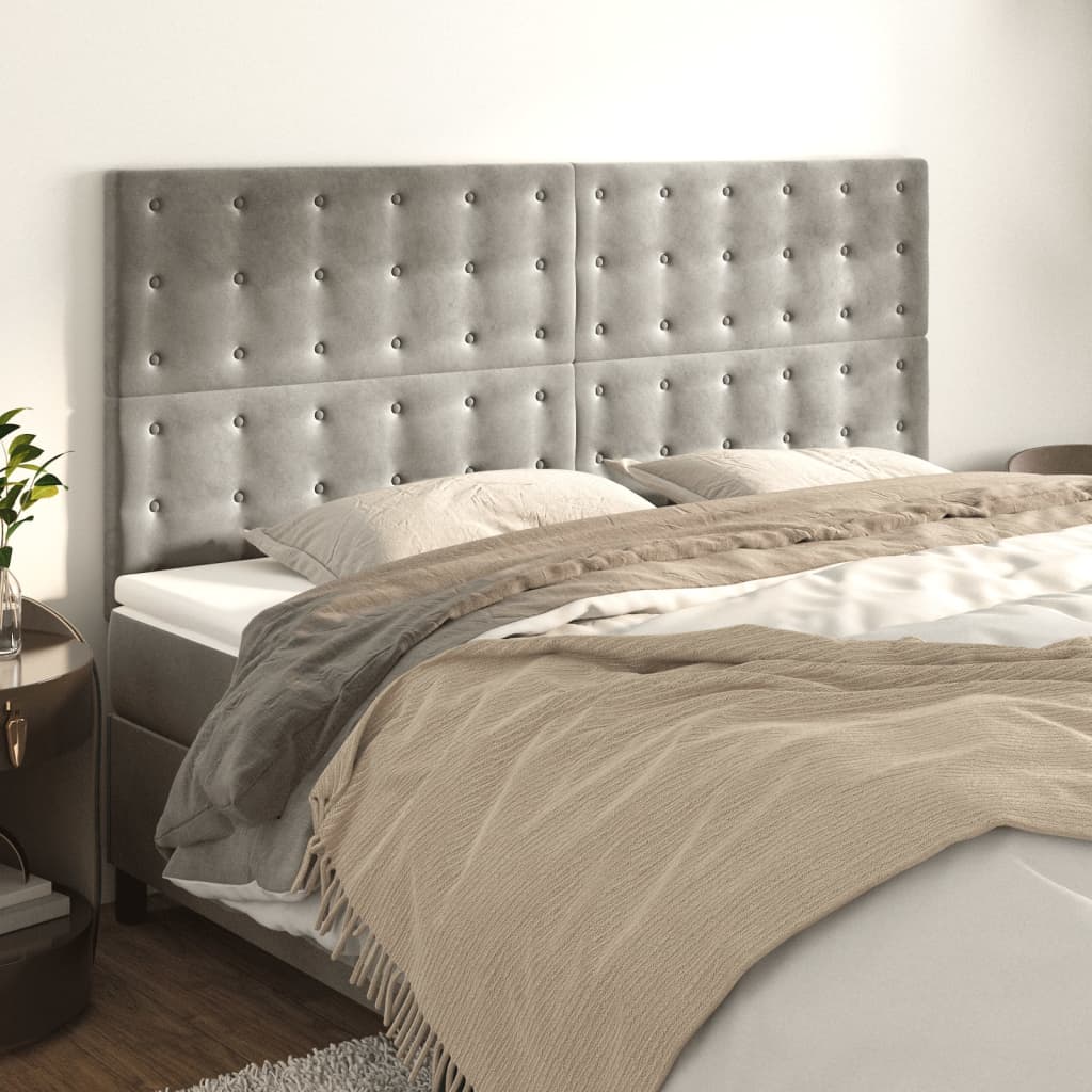 Uzglavlje svijetlosivo 180x5x118/128 cm baršunasto