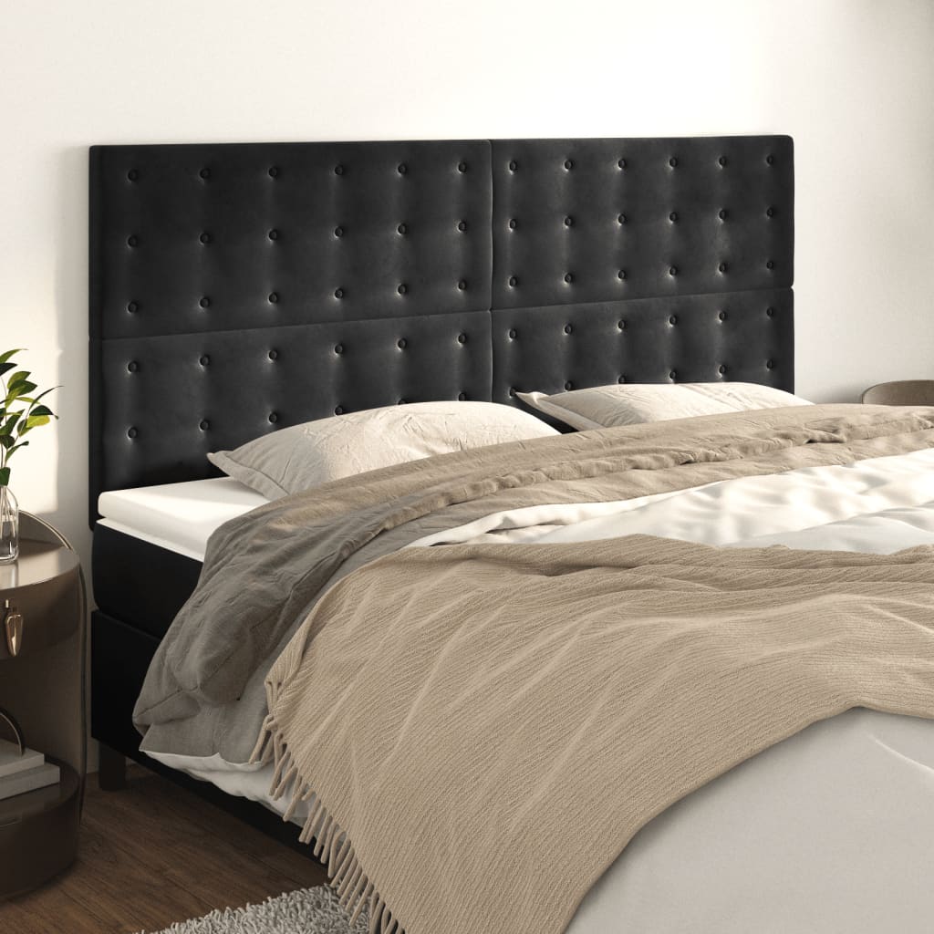 Uzglavlje Crno 180x5x118/128 cm Baršunasto