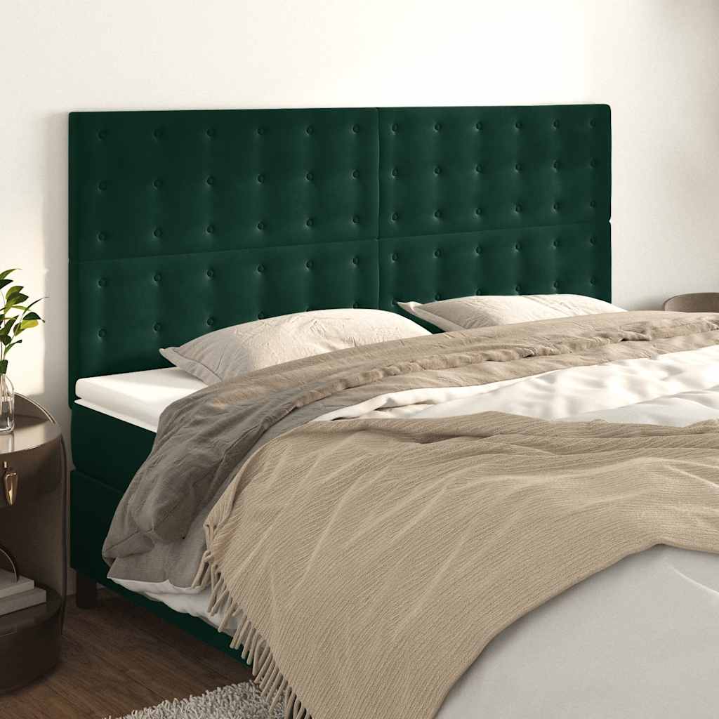 Uzglavlje tamnozeleno 200x5x118/128 cm baršunasto