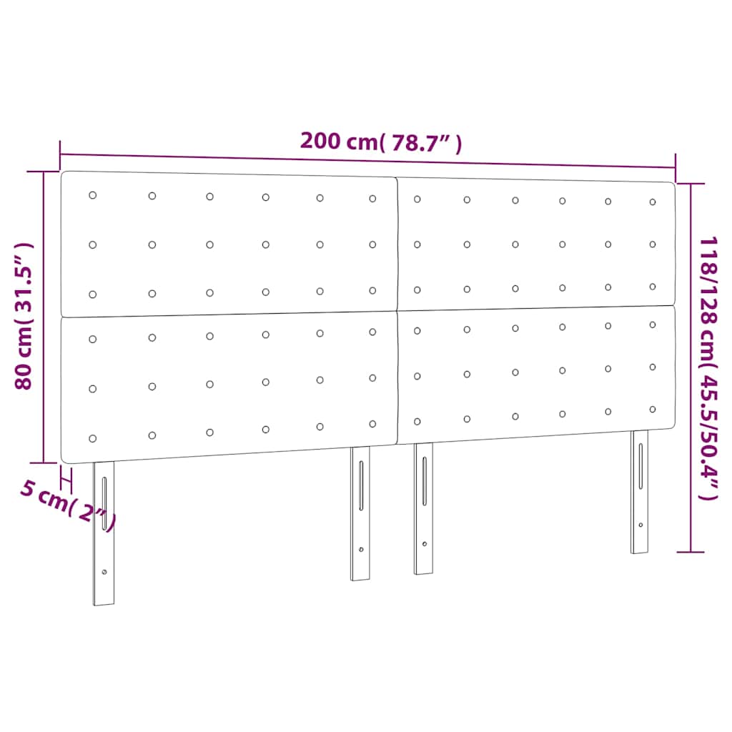 Uzglavlje tamnoplavo 200x5x118/128 cm baršunasto