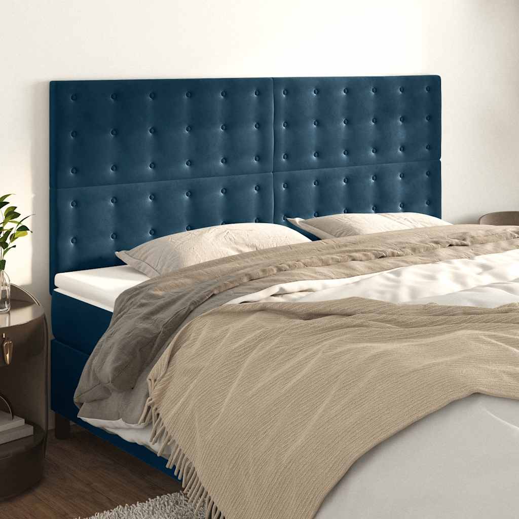 Uzglavlje tamnoplavo 200x5x118/128 cm baršunasto