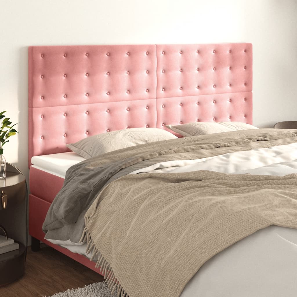 Uzglavlje roze 200x5x118/128 cm baršunasto