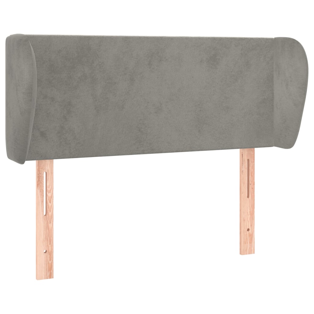 Uzglavlje s ušima svjetlosivo 83x23x78/88 cm baršunasto