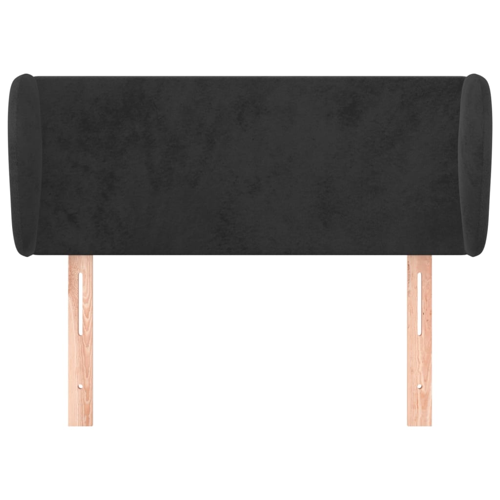 Uzglavlje s ušima crno 83x23x78/88 cm baršunasto