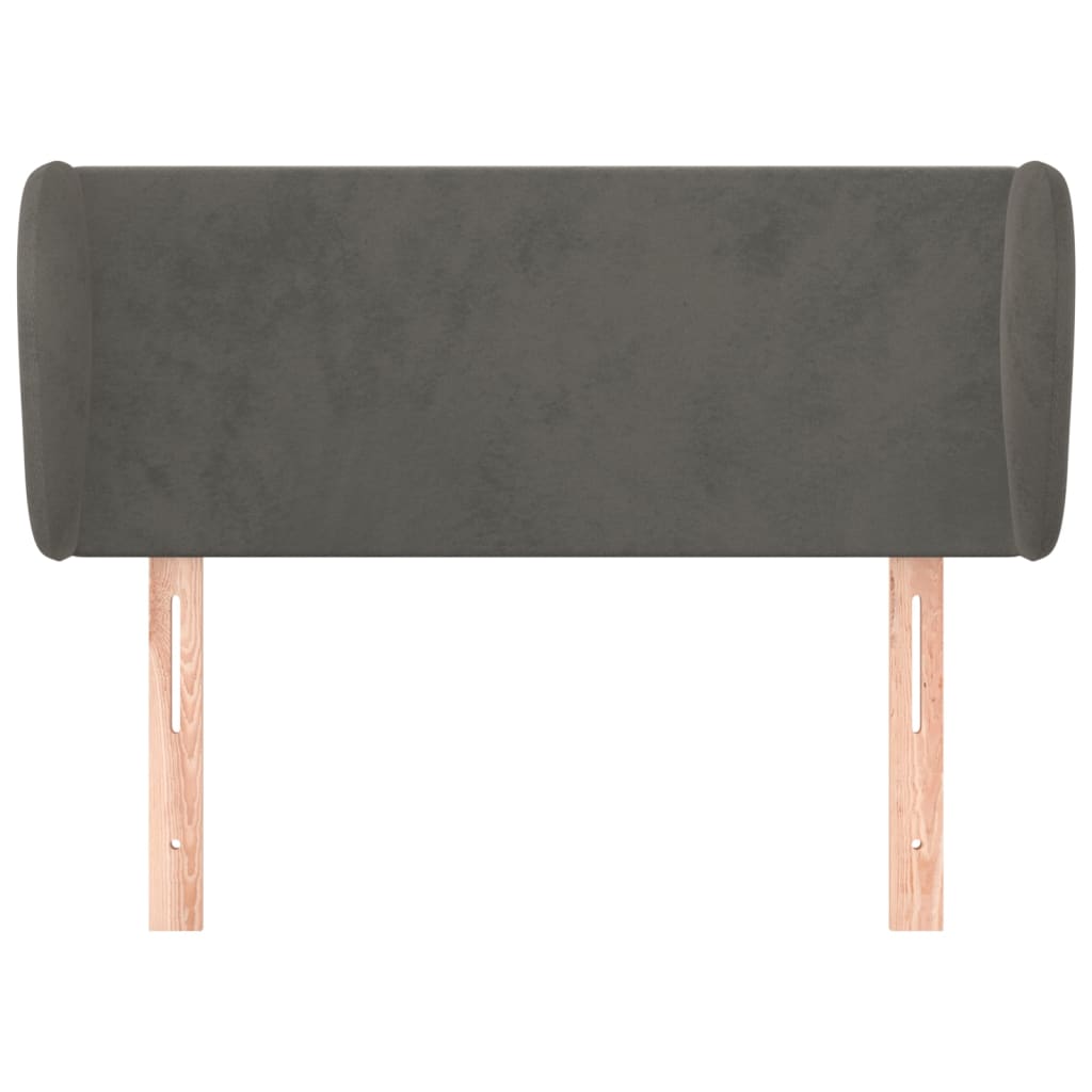 Uzglavlje s ušima tamnosivo 93x23x78/88 cm baršunasto