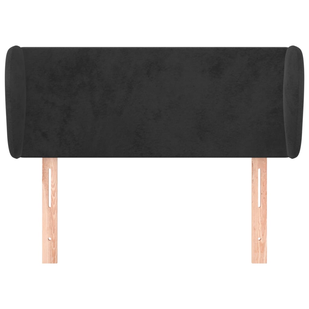 Uzglavlje s ušima crno 93x23x78/88 cm baršunasto