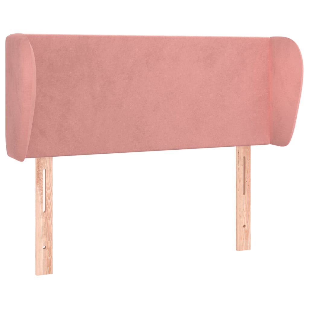 Uzglavlje s ušima ružičasto 93x23x78/88 cm baršunasto