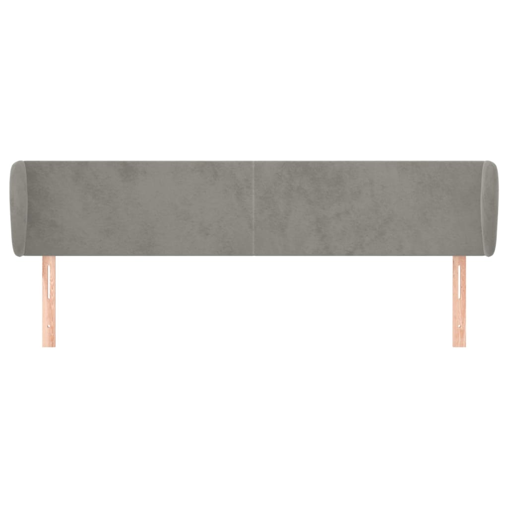 Uzglavlje s ušima svjetlosivo 203x23x78/88 cm baršunasto