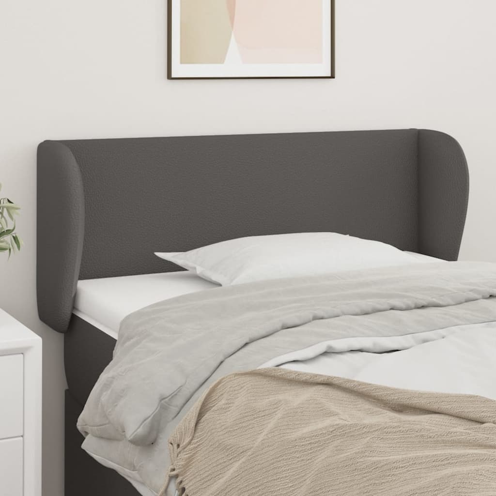 Uzglavlje s ušima sivo 83x23x78/88 cm od umjetne kože