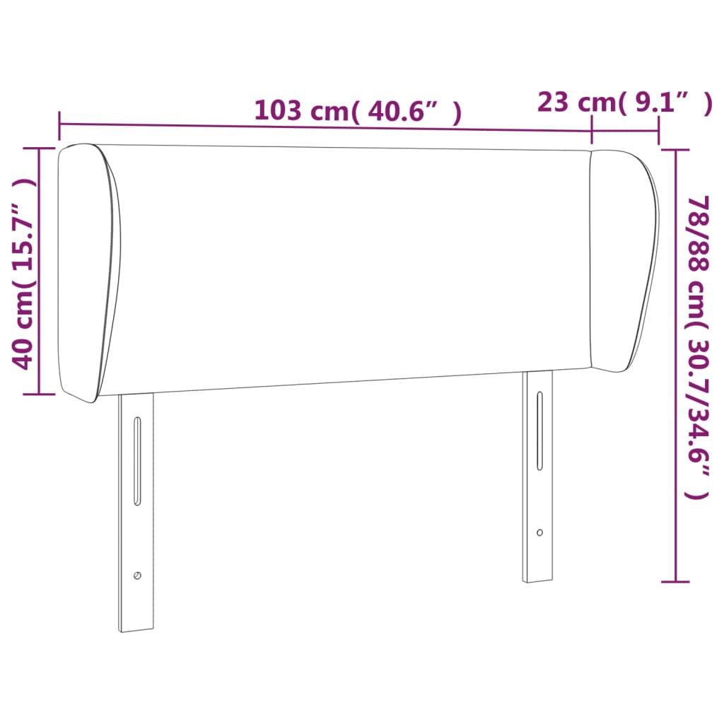 Uzglavlje s ušima krem 103x23x78/88 cm od od umjetne kože