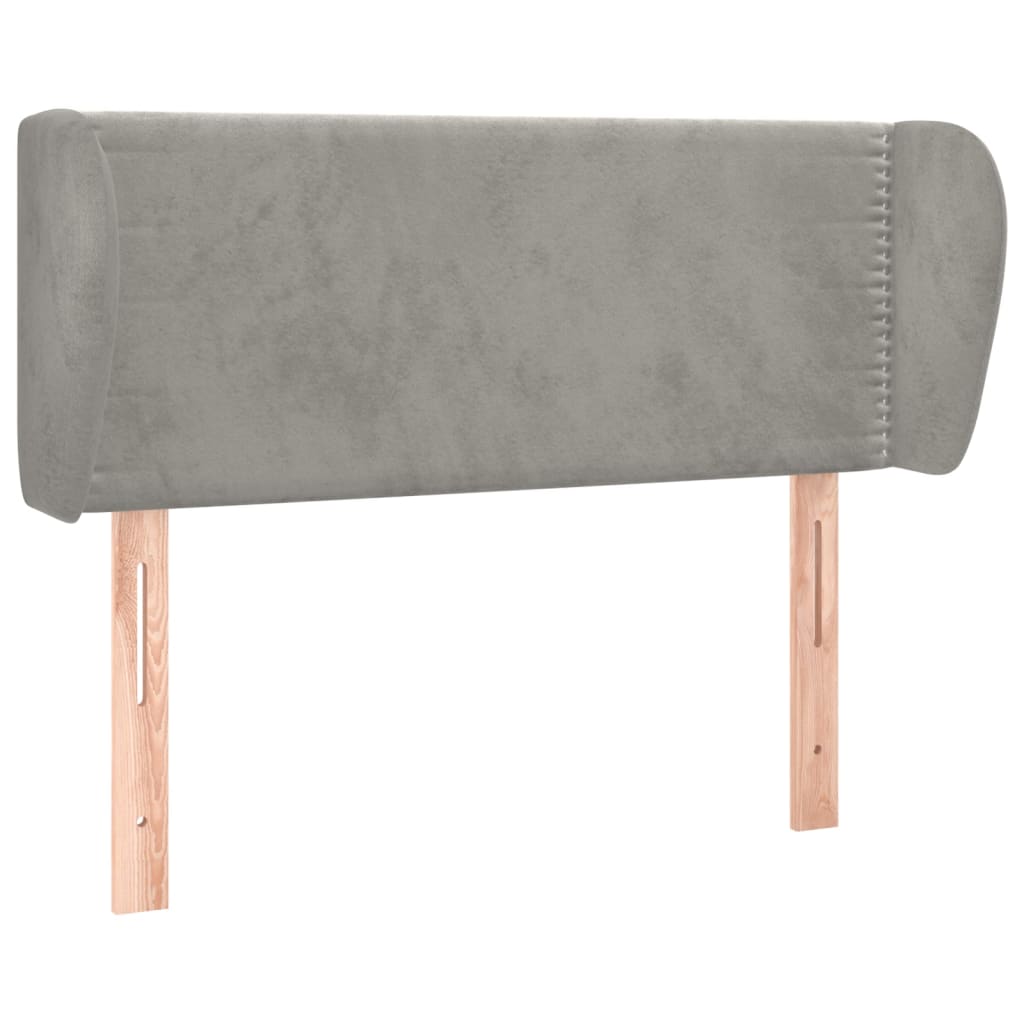 Uzglavlje s ušima svjetlosivo 83x23x78/88 cm baršunasto
