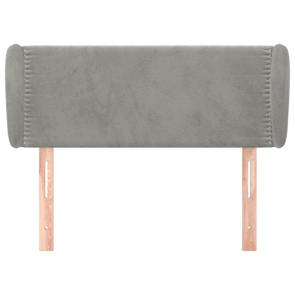 Uzglavlje s ušima svjetlosivo 83x23x78/88 cm baršunasto