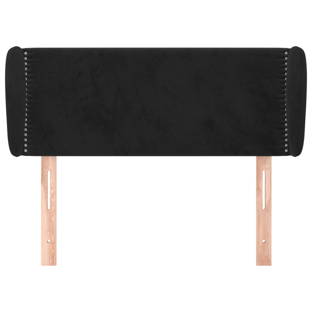 Uzglavlje s ušima crno 83x23x78/88 cm baršunasto