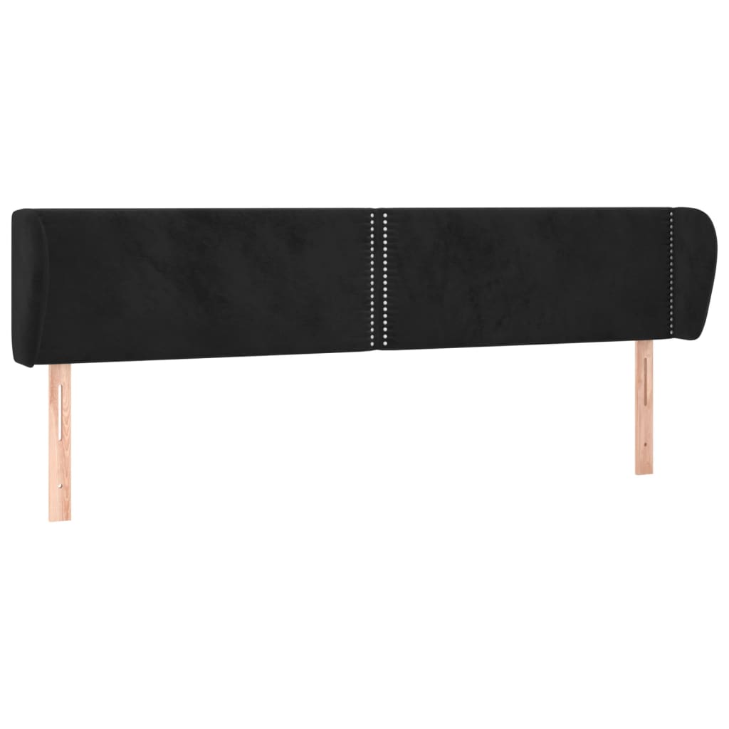 Uzglavlje s ušima crno 163x23x78/88 cm baršunasto