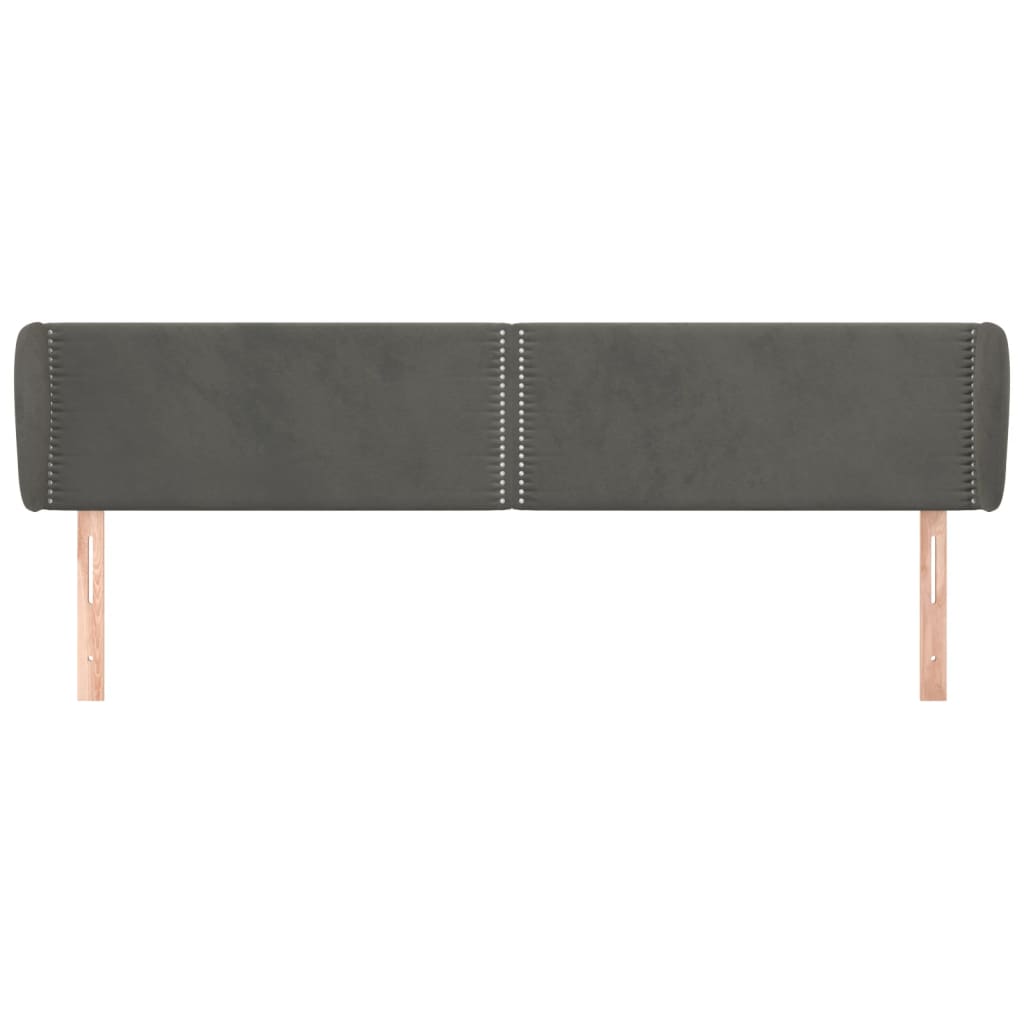 Uzglavlje s ušima tamnosivo 203x23x78/88 cm baršunasto