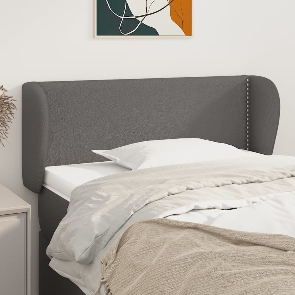 Uzglavlje s ušima sivo 83x23x78/88 cm od umjetne kože