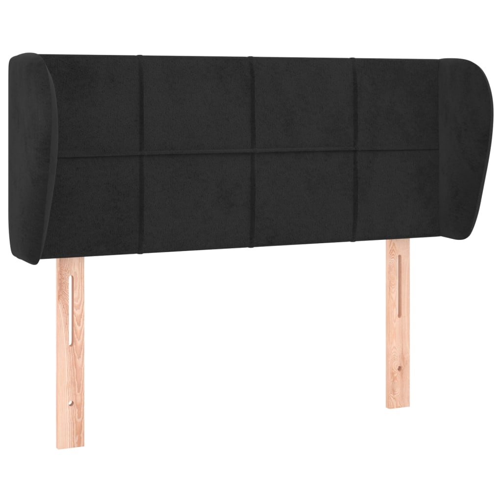 Uzglavlje s ušima crno 83x23x78/88 cm baršunasto