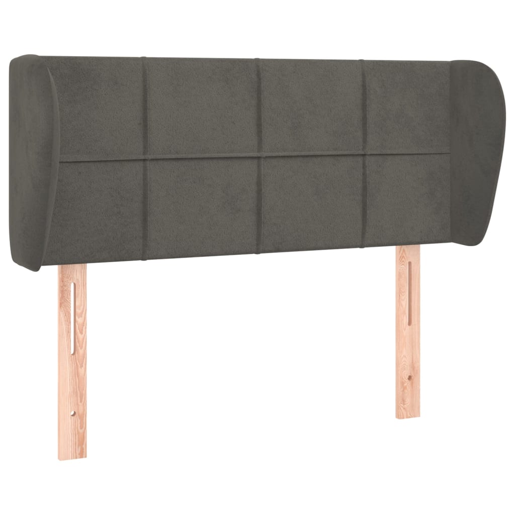 Uzglavlje s ušima tamnosivo 93x23x78/88 cm baršunasto