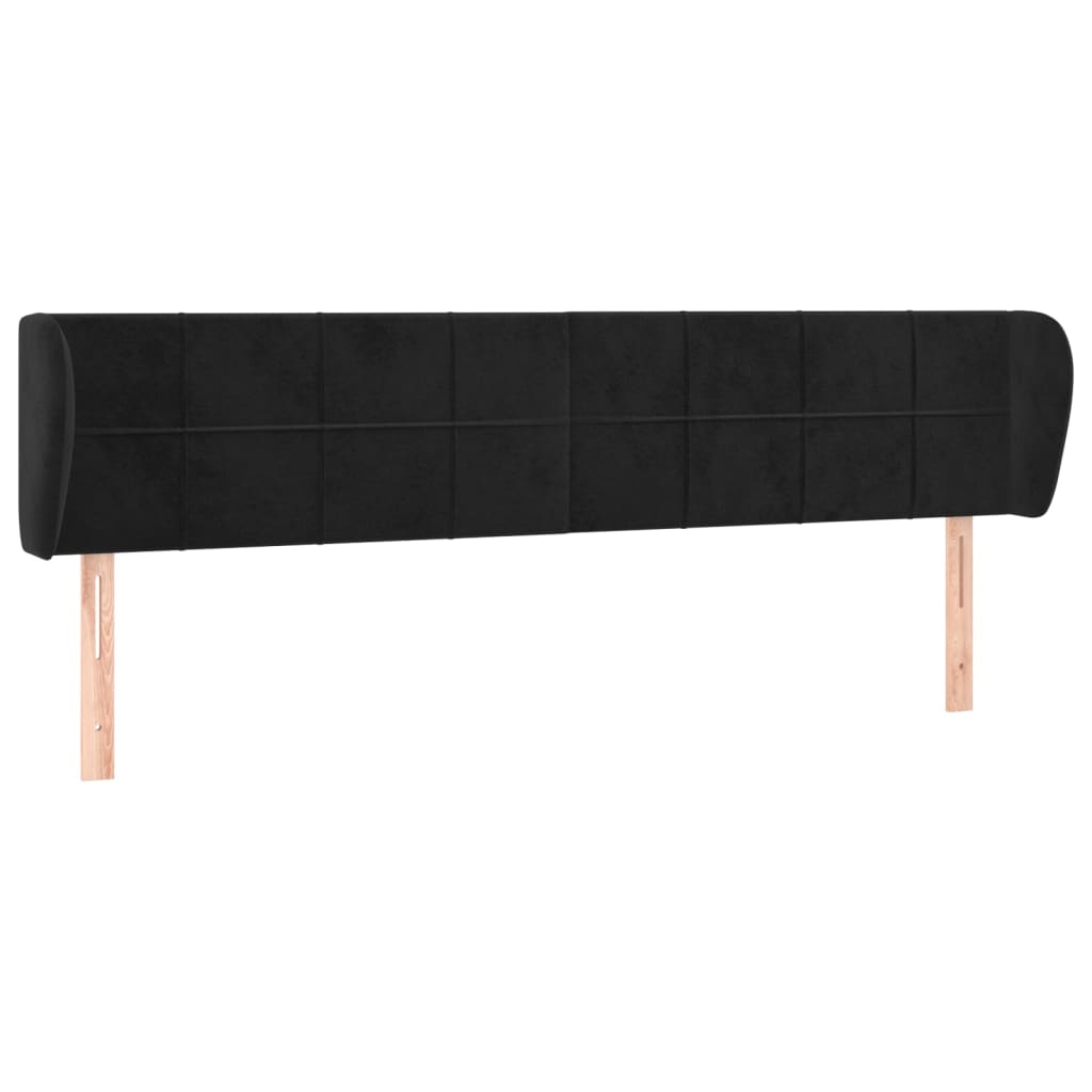 Uzglavlje s ušima crno 163x23x78/88 cm baršunasto