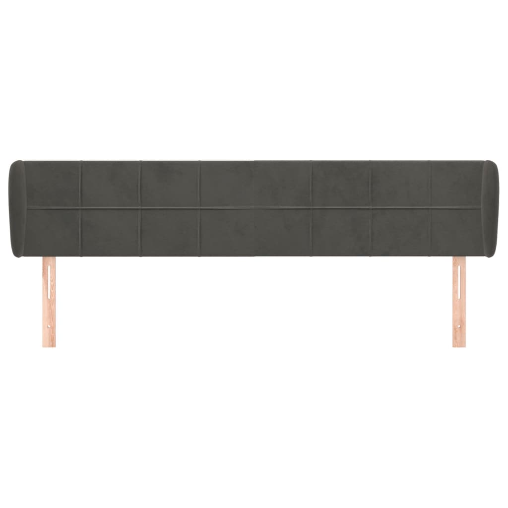 Uzglavlje s ušima tamnosivo 203x23x78/88 cm baršunasto