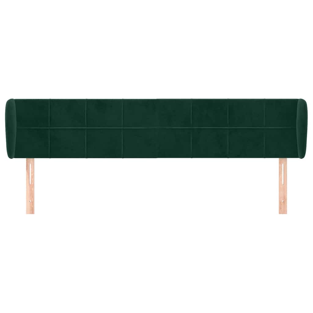 Uzglavlje s ušima tamnozeleno 203x23x78/88 cm baršunasto
