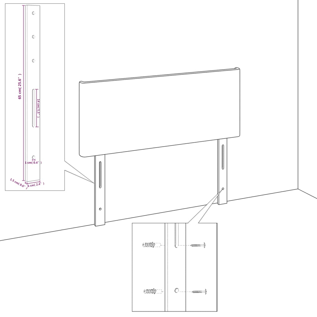 Uzglavlje s ušima sivo 203x23x78/88 cm od umjetne kože