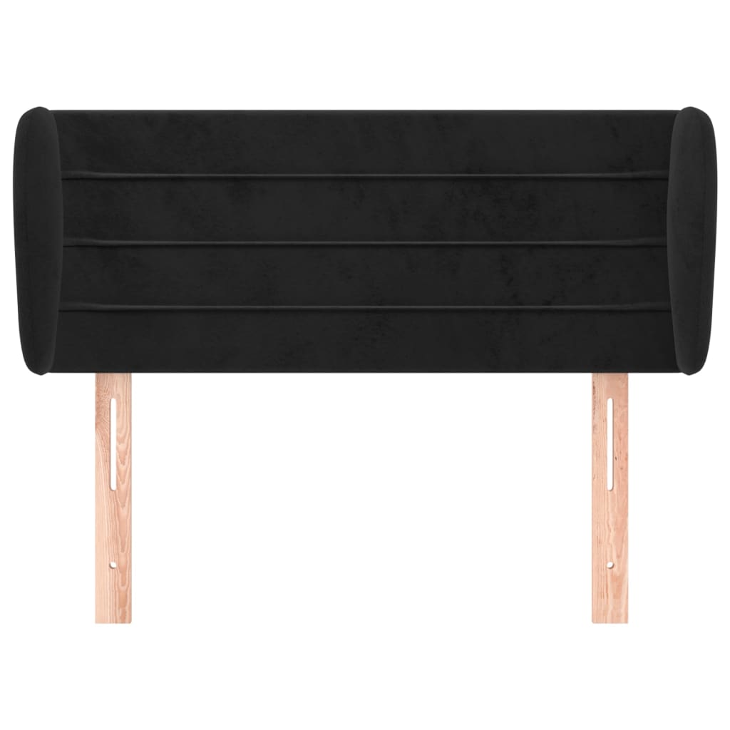 Uzglavlje s ušima crno 83x23x78/88 cm baršunasto