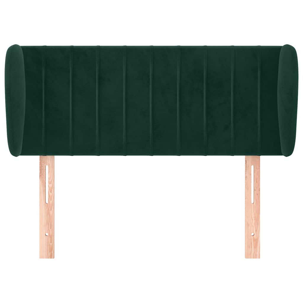 Uzglavlje s ušima tamnozeleno 83x23x78/88 cm baršunasto