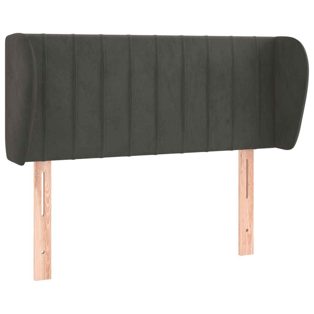 Uzglavlje s ušima tamnosivo 93x23x78/88 cm baršunasto
