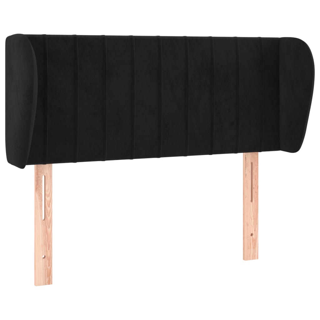 Uzglavlje s ušima crno 93x23x78/88 cm baršunasto