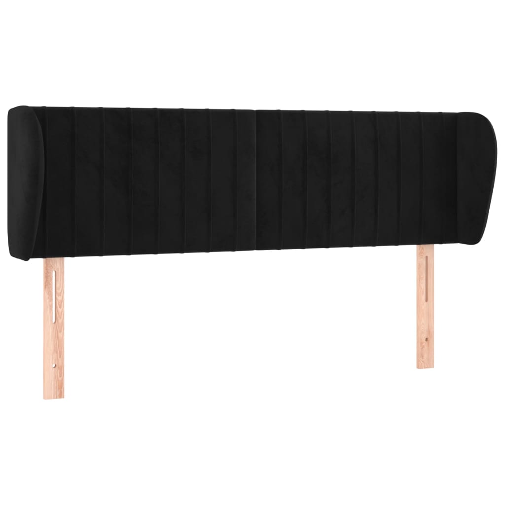 Uzglavlje s ušima crno 147x23x78/88 cm baršunasto