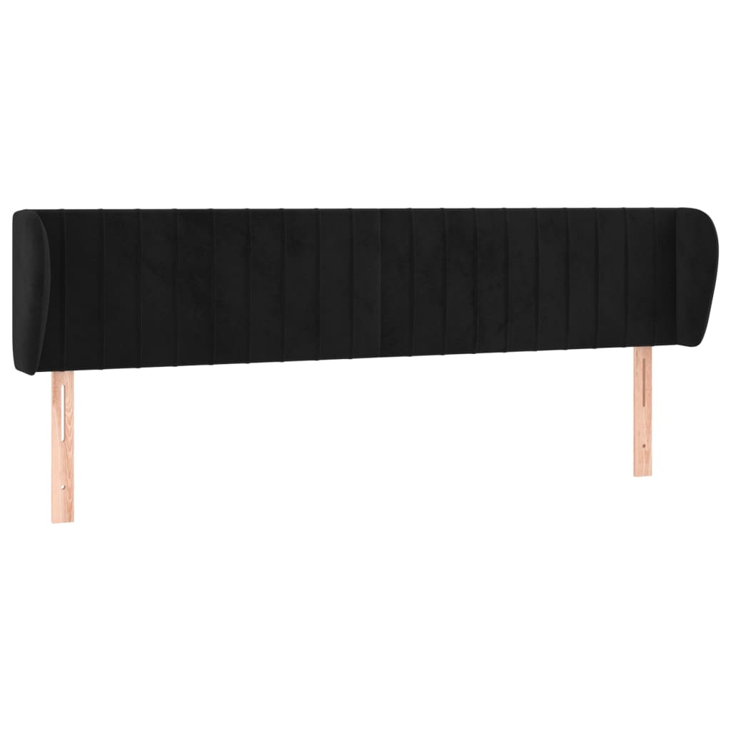 Uzglavlje s ušima crno 183x23x78/88 cm baršunasto