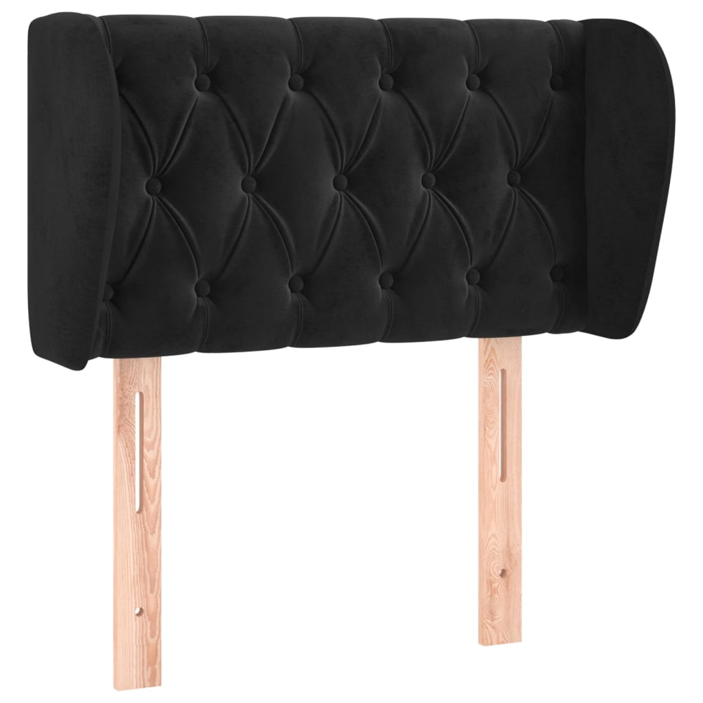 Uzglavlje s ušima crno 83x23x78/88 cm baršunasto